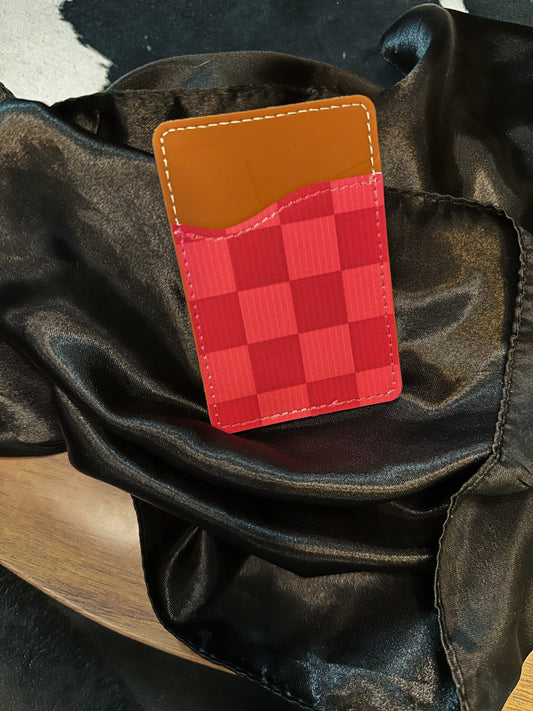 Pink Checkered Card Holder